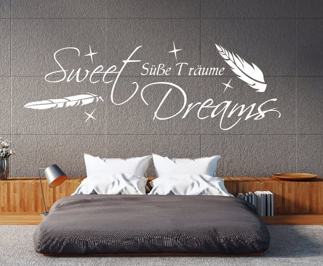 Schlafzimmer Wandtattoo Wandtattoo Sweet Dreams - Abziehbarer  Spruch-Aufkleber Fürs Schlafzimmer, Moderne Deko Wand Tattoo Spruch, image size:1032x850