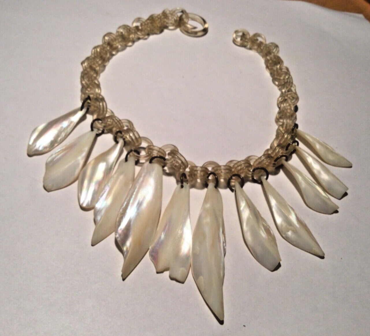 Early Unsigned Miriam Haskell Celluloid Chain MOP… - image 1