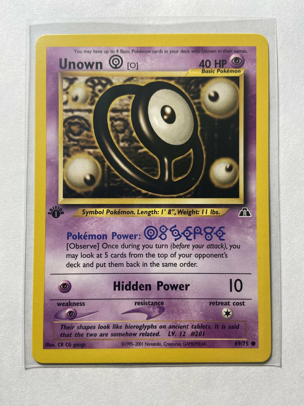 Unown O Neo Discovery Near mint English  1st edition  69/117