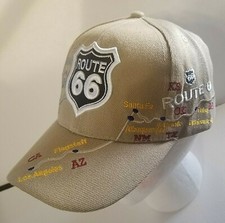 Route 66 trucker map khaki Hwy cap hat Made China new hat with tags road warrior