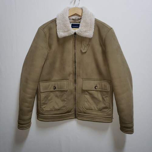 Club Room Jacket Mens MEDIUM Trucker Bomber Faux Suede Sherpa Lined Zip $250