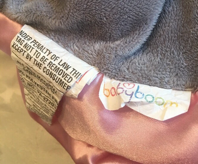 Manta elefante de felpa rosa gris bebé tiempo barriga alfombra de juego baby boom satinado Foto 3 de 3