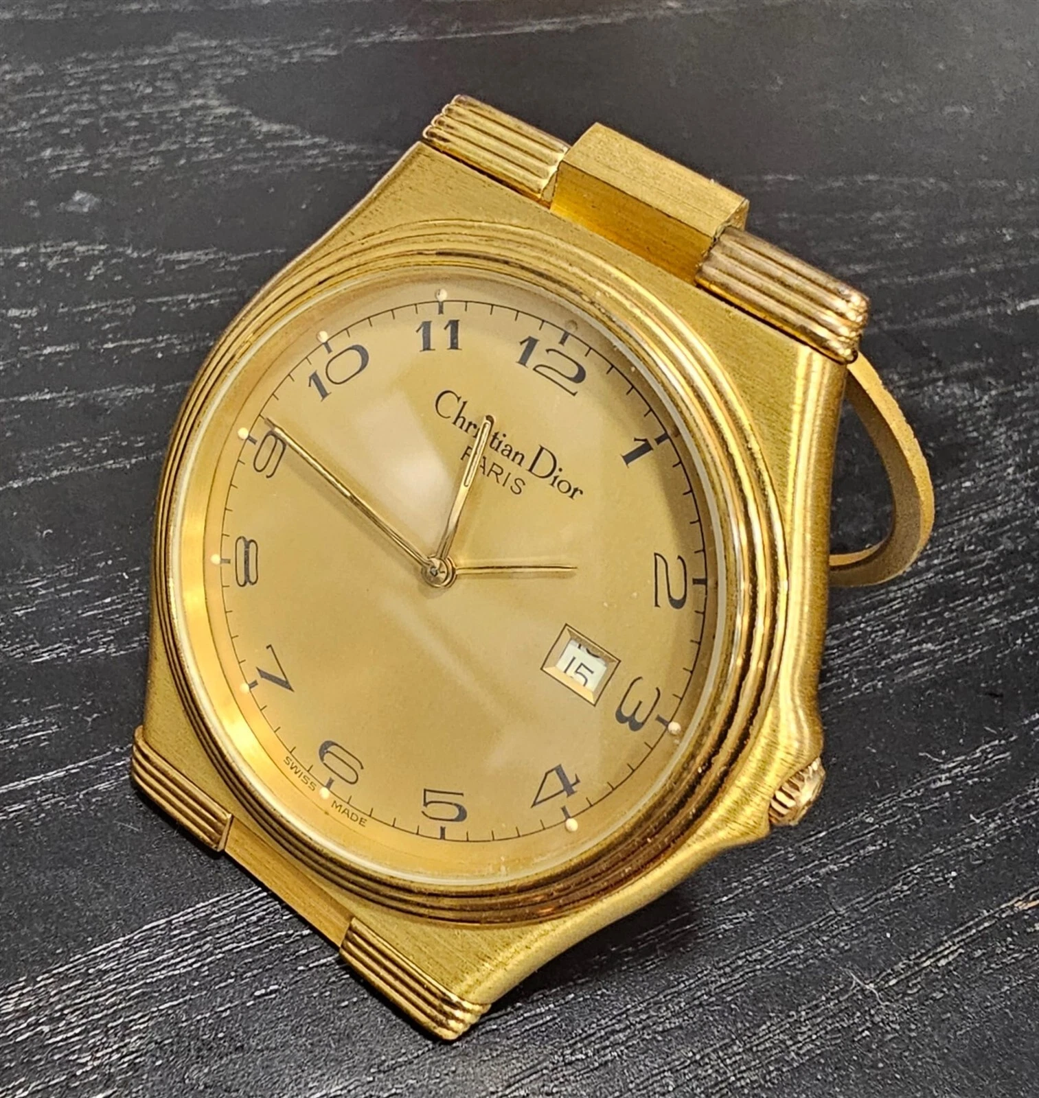 PROJET DE RÉPARATION MONTRE DE BUREAU CHRISTIAN DIOR PARIS CADRAN ARABE PLAQUE OR 10684