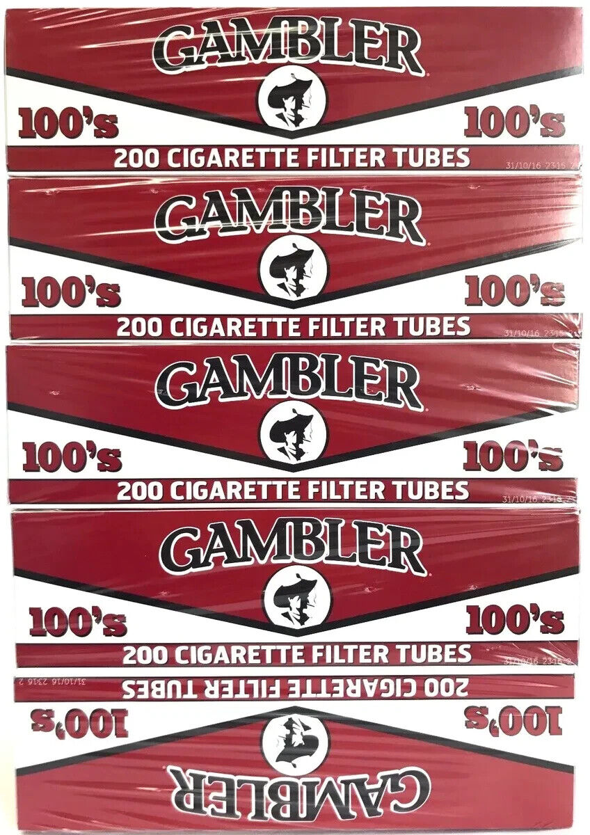 Gambler Regular 100MM Size RYO Cigarette Tubes - 5 Boxes (1000 Tubes). Available Now for 22.49