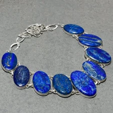 Lapis Lazuli Oval Shape Gemstone Handmade Fashion Jewelry Necklace 18" SR 6718