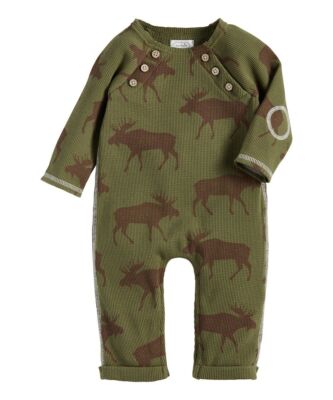 Mud Pie Baby Boys 3 Months Green Brown Moose Playsuit Outfit New 3M Holiday