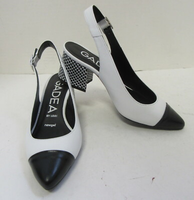block heel pumps white