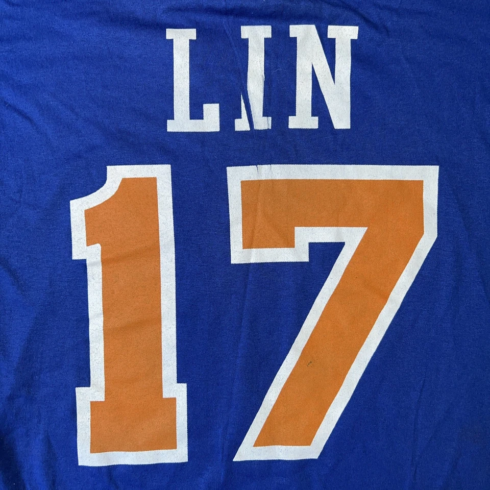 Camiseta NBA New York City NYC Knicks Jeremy Lin 'LINSANITY' XL Azul Oficial Nueva Foto 4 de 4