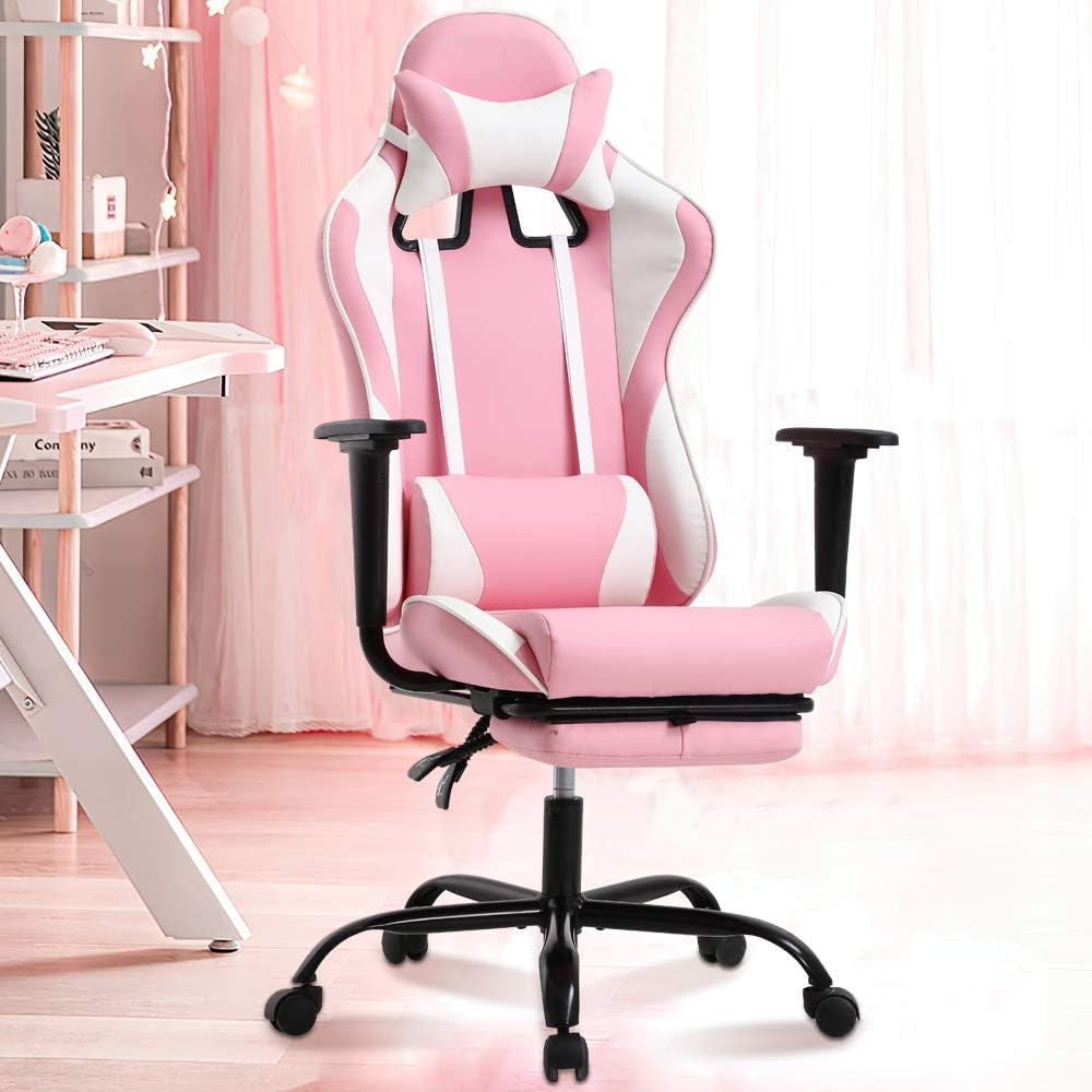 Pink Gaming Chair Office Chair Desk Chair for Girls, High Back