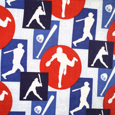 Living Baseball Silhouette Springs Industries Red Blue White Fabric BT Half Y 3