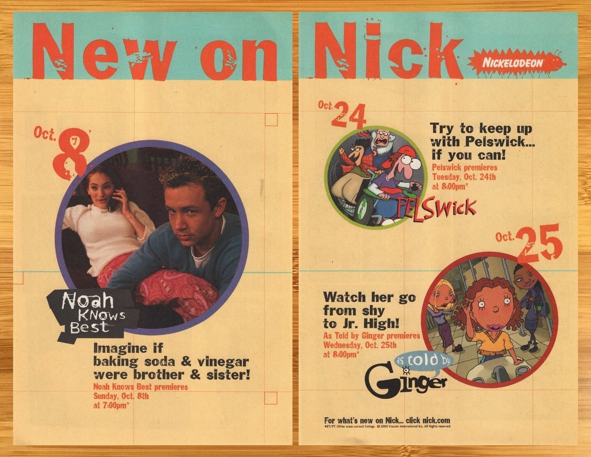 2000 Nickelodeon TV Print Ad/Poster Noah Knows Best Pelswick As
