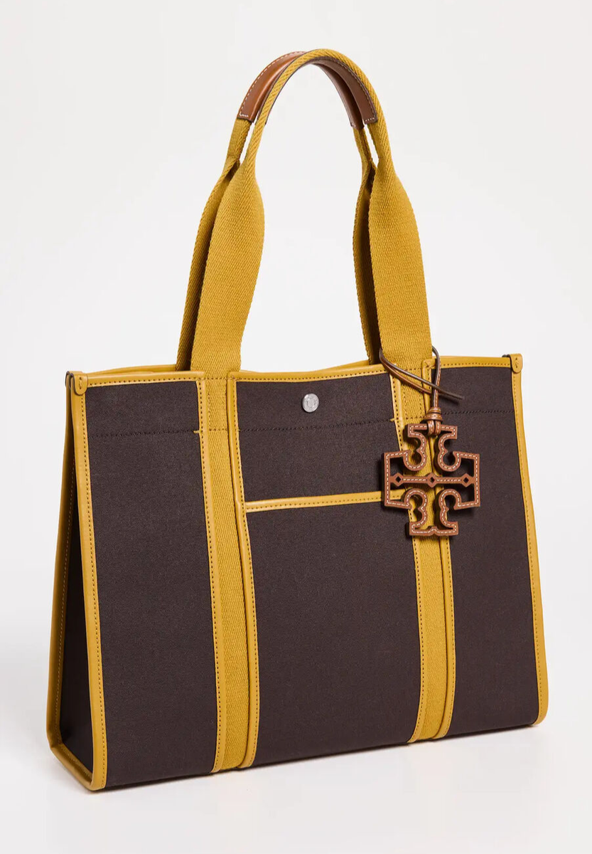 TORY BURCH Twill トリートートDark Mahogany Tory Burch Twill Tory Canvas Tote ~NWT~ Dark Mahogany | eBay