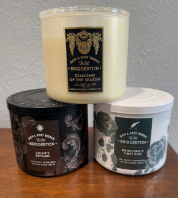 Bath & Body Works BRIDGERTON Colin Penelope DIAMOND OF THE SEASON 3 wick Candles