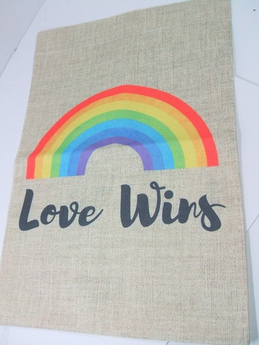 Welcome Flag Rainbow Pride Flag Garden Banner Yard Decor 'Love Wins' 18 " x 13 " - Picture 2 of 2