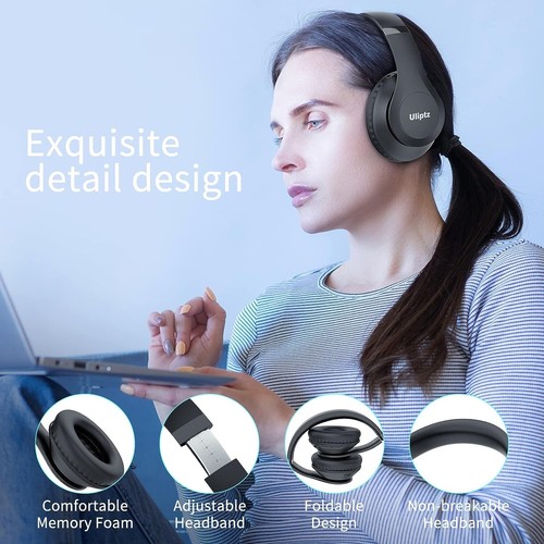 Uliptz Wireless Headphones over Ear, 65 Hrs Playtime Bluetooth Headphones, 6 EQ - Picture 4 of 8