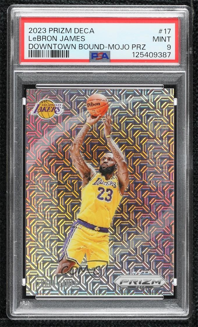 2023 Panini Prizm Deca Downtown Bound Mojo 21/25 LeBron James #17 PSA 9 MINT yj0