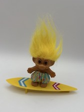 Russ Surfer Troll Doll 3" Yellow Hair and Surfboard good condition