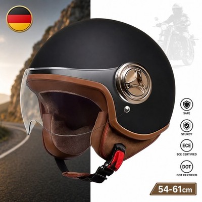 Retro Motorradhelm Halbschalenhelm Rollerhelm Fahrrad Motorrad Helm ECE22.06/DOT