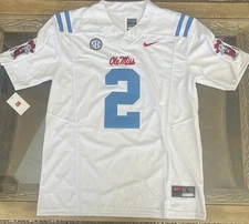 Jaxson Dart Jersey NEW Mens Large White Ole Miss Rebels Giants Ships USA!