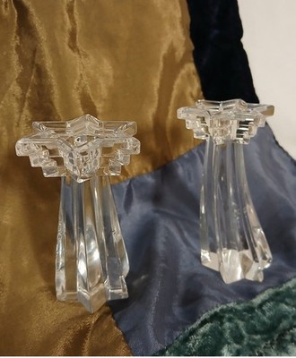 WMF Germany 24% Lead Crystal (2) Shooting Star of David Candle Holders 3.25'' H