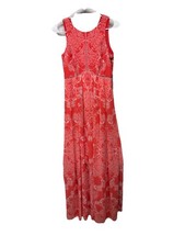Vince Camuto Womens Printed Chiffon Maxi, Coral/Ivory, Size 0P