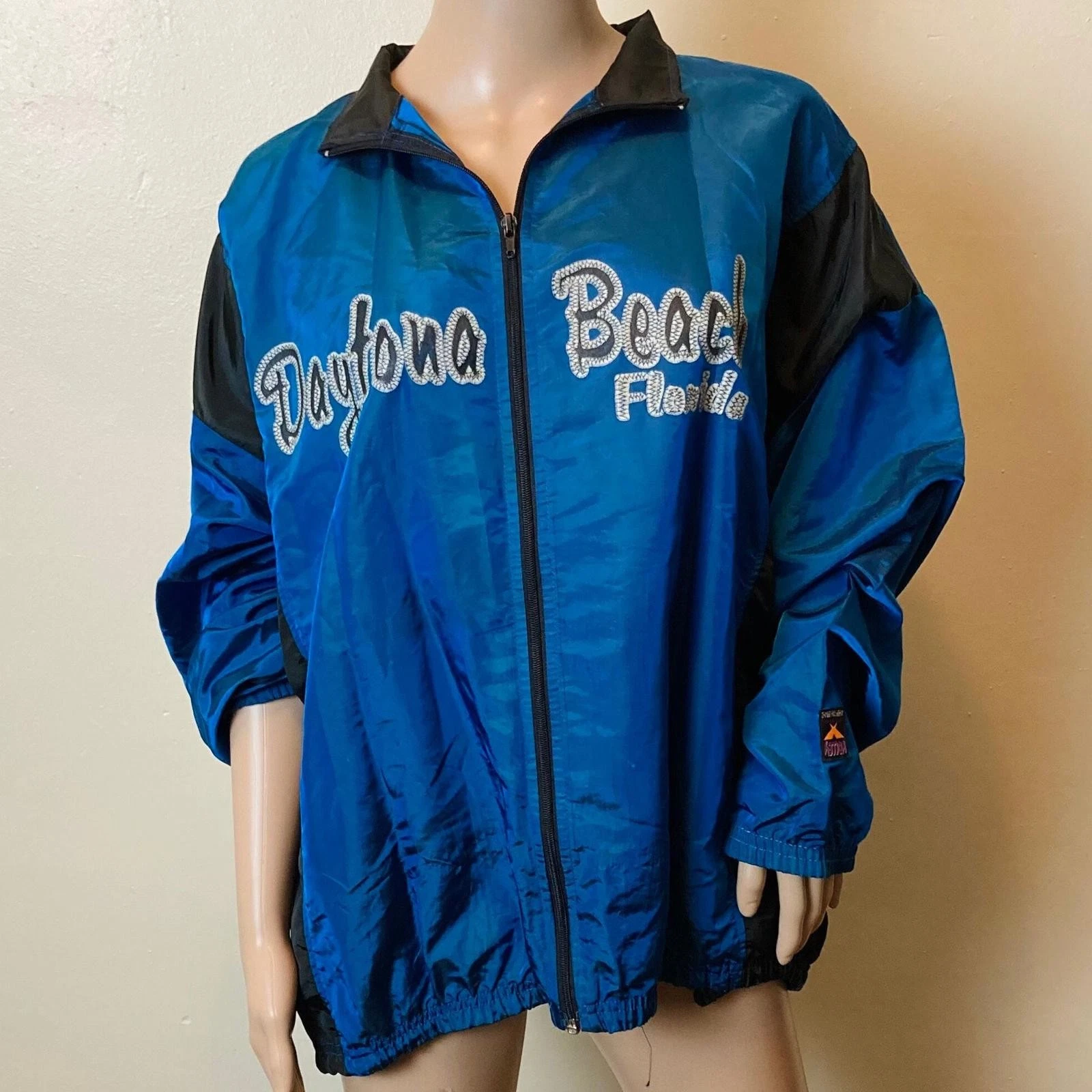 Iridescent Teal Vintage 90s Daytona Beach Windbreaker XL