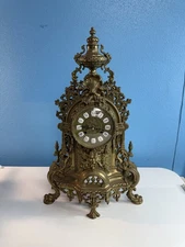 French Rococo Brass Mantel Clock – Restored Movement + Glass 🕰✨ Free Ship