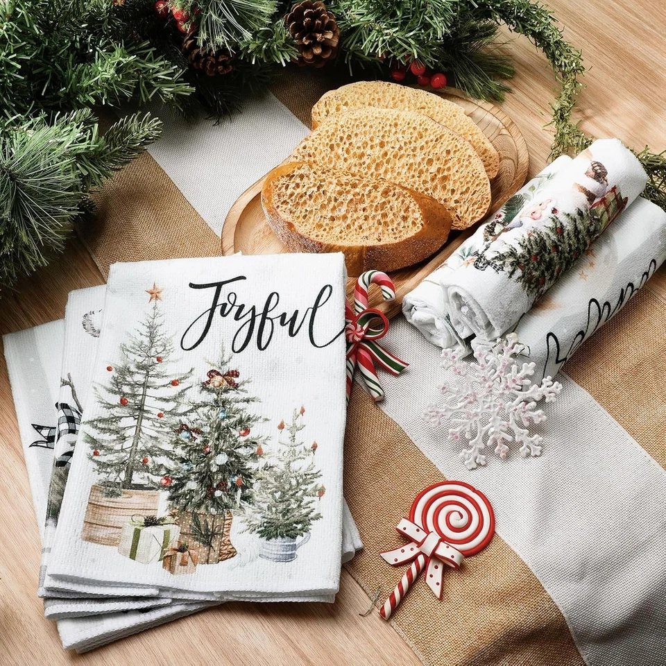 6 Piezas Toallas de Cocina de Navidad Toalla de Plato de Invierno, 21 x 14 Pulgadas Decorativas Neutras Foto 2 de 4