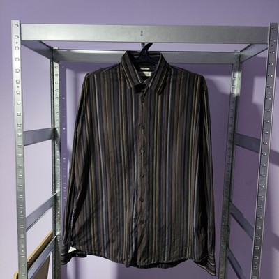Versace Collection Men Trend Fit Long Sleeve Button Up Dress Shirt Striped 17/44