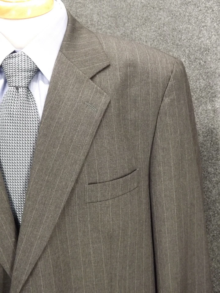 Traje Milano Para Hombres 50R 44x30 Gris Tiza Rayas Lana Virgen Plisado Pantalones Tasmania Foto 3 de 4