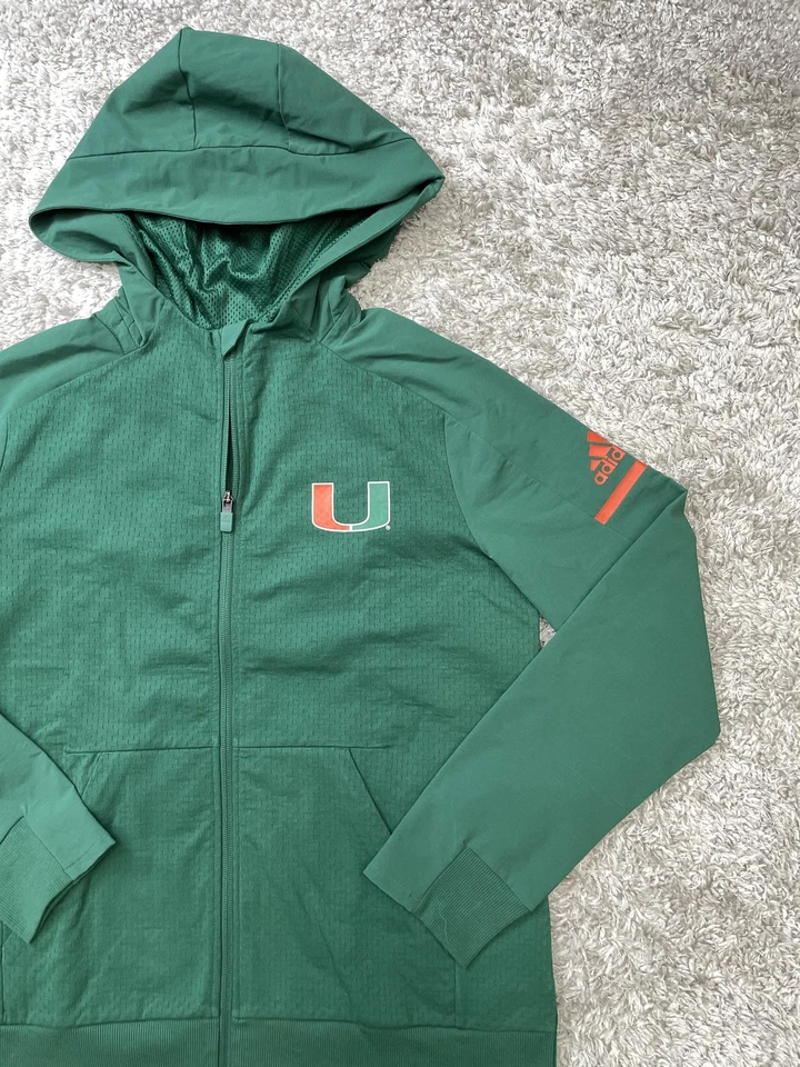 Sudadera con Capucha Miami Hurricanes Para Hombre Mediana Universitaria Fútbol Muestra Climalite Adidas Foto 3 de 4