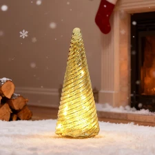 Glass Christmas Tree Decorations Indoor, Mercury LED Light Spiral Type