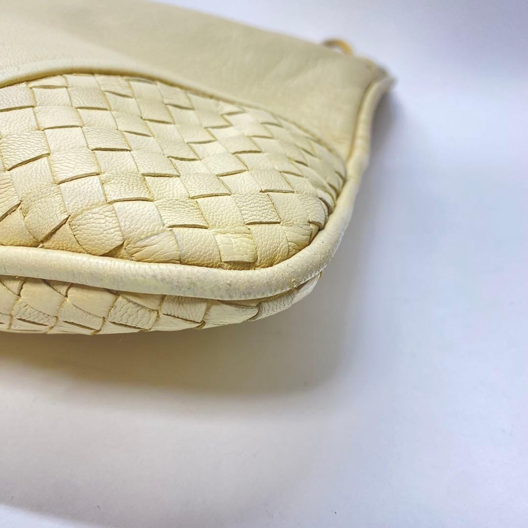 Auth BOTTEGA VENETA Chain Shoulder Bag White Leather Womens Intrecciato thumbnail 7