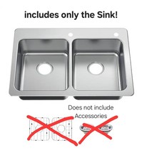 Bratten 33  Drop-In 50/50 Double Bowl Kitchen Sink 18 Gauge Stainless Steel Open