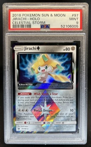2018 Pokemon SM Jirachi Holo Rare Celestial Storm #97 PSA 9 Mint