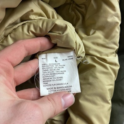 Vintage Woolrich Arctic Parka Mens Large Olive Drab Down Coyote