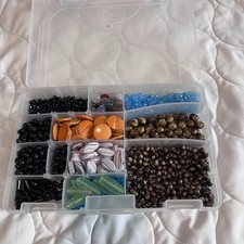 Mixed Bead Lot w/ Organizer Box Jewelry Making Glass Acrylic Stone Craft