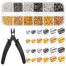 2200pcs Crimping Beads Set Crimp Tubes with Pliers DIY Craft Jewelry Supplies