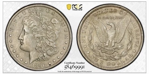 1896 P U.S. Morgan Silver Dollar PCGS Gold Shield Slab $1 Detail AU