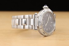 CARTIER PASHA MENS W3101755 38MM GUILLOCHE GRAY DIAL STAINLESS STEEL WATCH 9