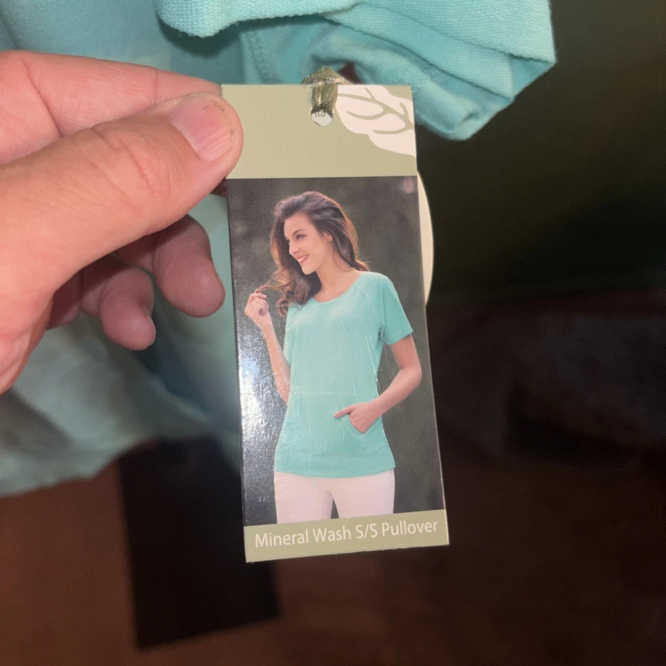 Green Tea Nuevo con Etiquetas Mujer Manga Corta Turquesa 2XL Lavado Mineral Foto 3 de 4