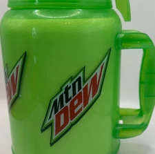 Mountain Dew Whirley Green Plastic Insulated Jug Jumbo Travel Mug 64 oz Old Logo