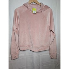 All In Motion Womens Velour Ribbed Hoodie Sz Small Cozy Blush Pink Soft lounge