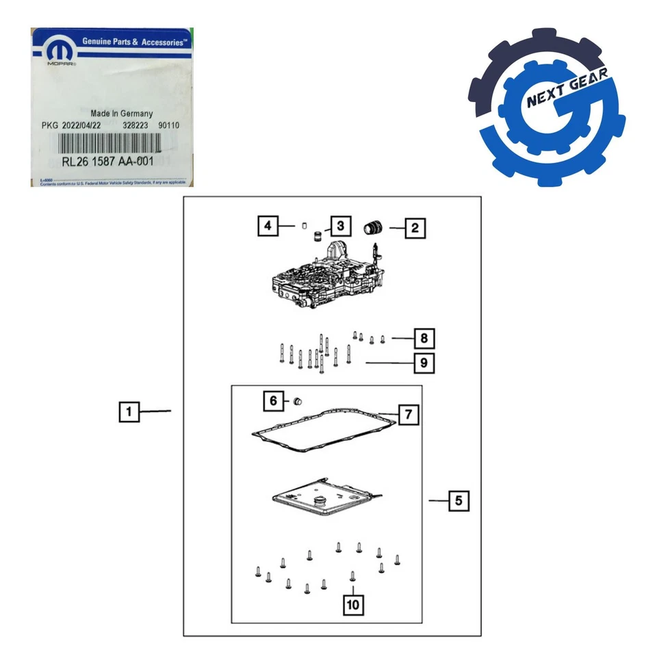 Nuevo cuerpo de válvula de transmisión Mopar OEM para Challenger Hellcat 2015-23 6,2 L RL261587AA Foto 2 de 4