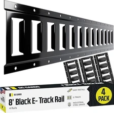 DC Cargo Mall Indoor E Track Tie Down Rail Kit 8' (4 Pack) for Garages, Vans,