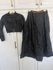 Victorian Two-Piece Bodice And Skirt. Walking Suit Black
