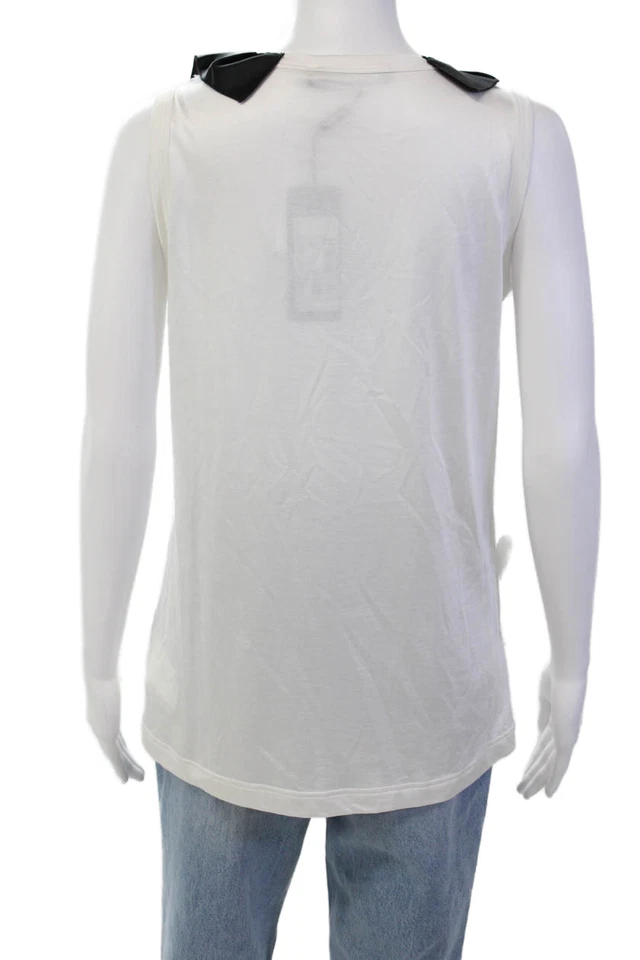 Blusa Dolce & Gabbana Mujer Motivo Floral Sin Mangas Blanca Negra Talla 42 Foto 3 de 4