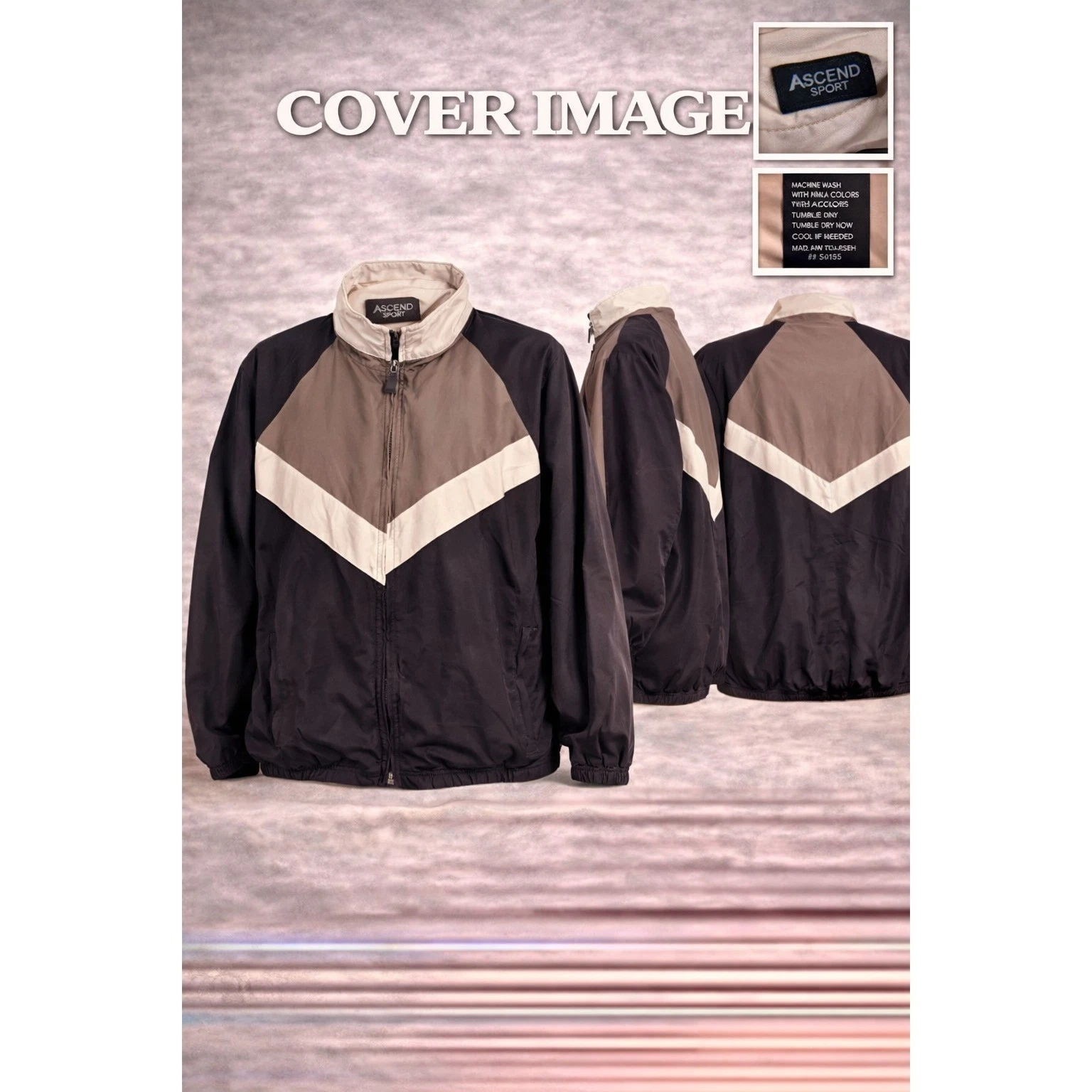 Vintage Ashford Sport Windbreaker Jacket Mens L Black Colorblock 90s