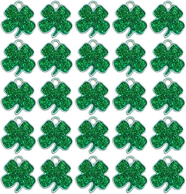 25 Pcs St. Patrick's Day Four Leaf Clover Charm Pendants Women Leprechaun Irish