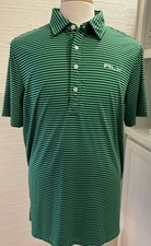 RLX Ralph Lauren Polo Shirt Sz Lg Green Striped Short Sleeve Performance Golf